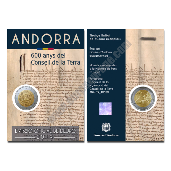Andorra 2019 2 euros 600 years since the constitution of the General Council of Andorra