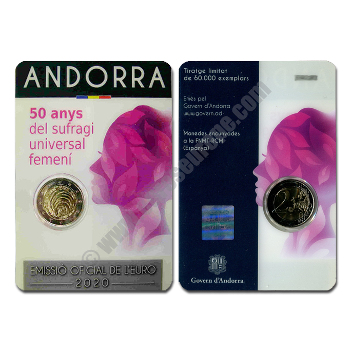 Andorra 2020 2 euros 50 years since Andorra's introduction of women's suffrage