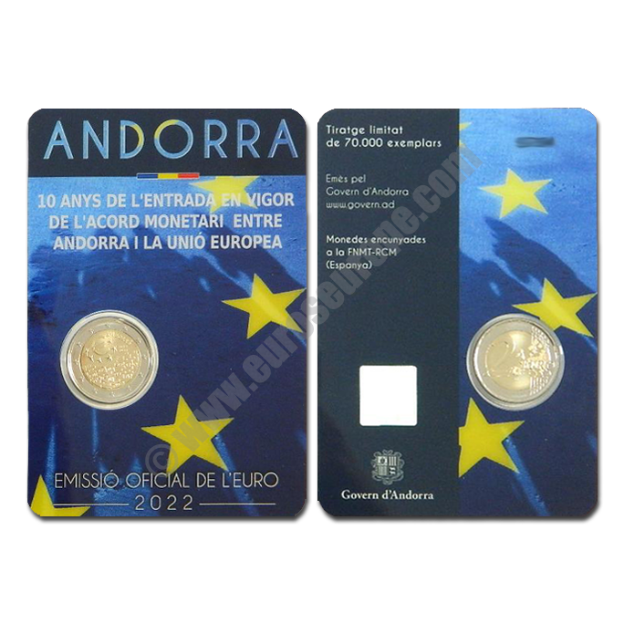 Andorra 2022 2 euros 10 years of the entry into force of the Monetary Agreement between Andorra and the European Union