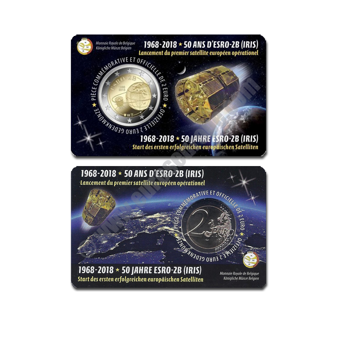 Belgium 2018 Coin card 50 years since the launch of European satellite ESRO 2B