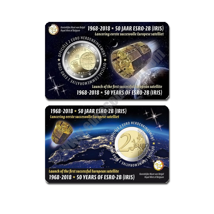Belgium 2018 Coin card 50 years since the launch of European satellite ESRO 2B