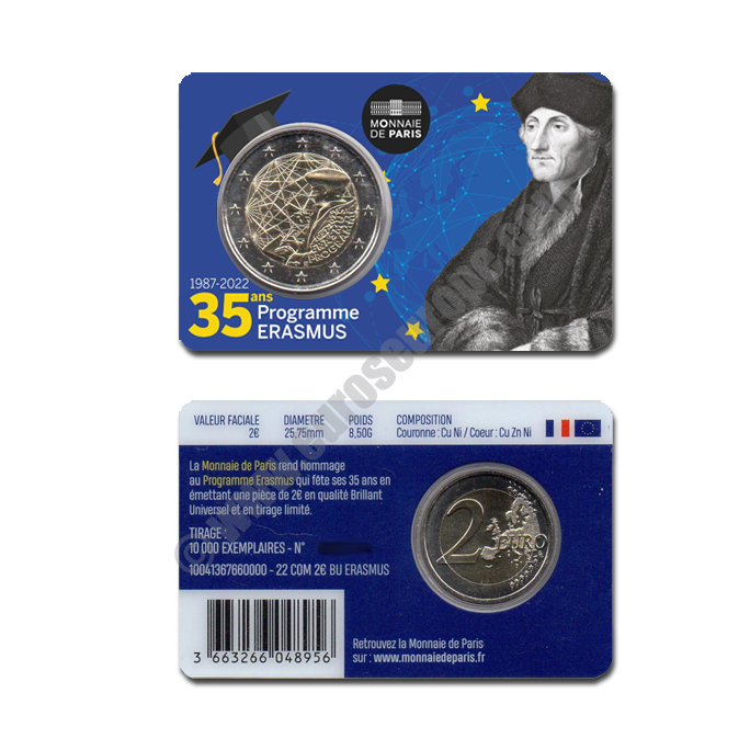 France 2022 Coin card 35 years of the Erasmus programme