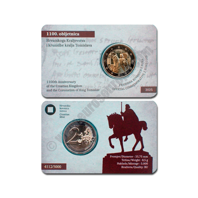 Croatia 2025 Coin card 1100th anniversary of the Croatian Kingdom and the coronation of King Tomislav