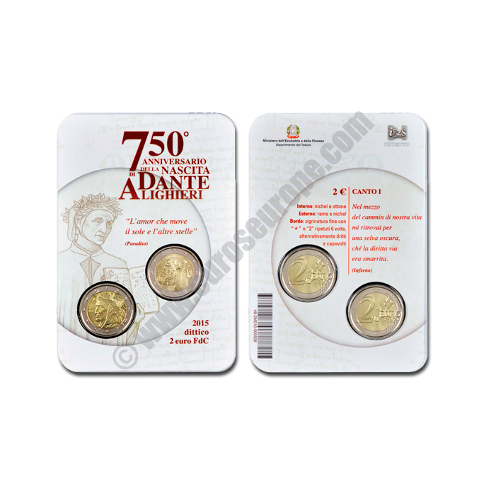 Italy 2015 2 euros 750th anniversary of the birth of Dante Alighieri