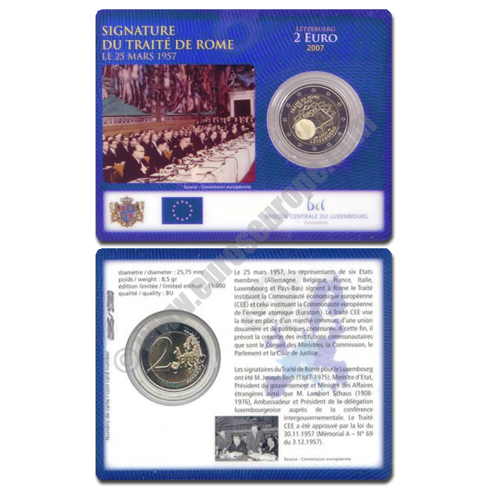 Luxembourg 2007 Coin card 50th anniversary of signing of the Treaty of Rome