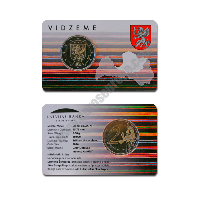 Latvia 2016 Coin card Vidzeme