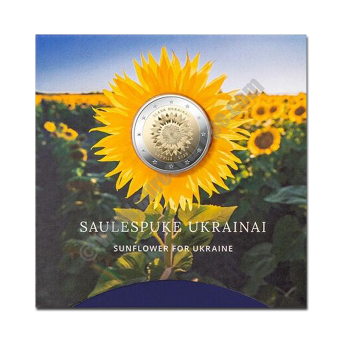 Latvia 2023 Coin card The Ukraine Sunflower