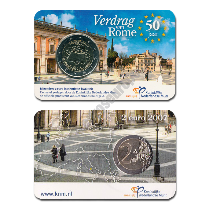 Netherlands 2007 Coin card 50th anniversary of signing of the Treaty of Rome