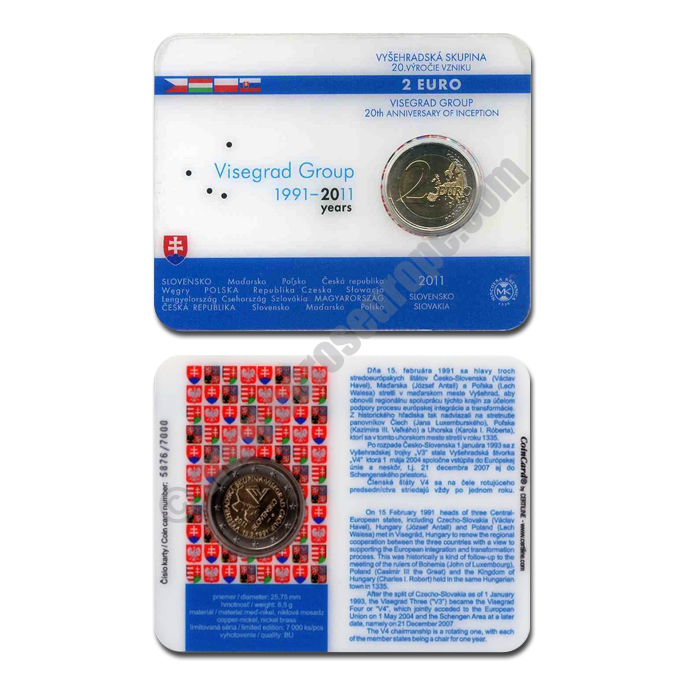 Slovakia 2011 Coin card The 20th anniversary of the formation of the Visegrad Group
