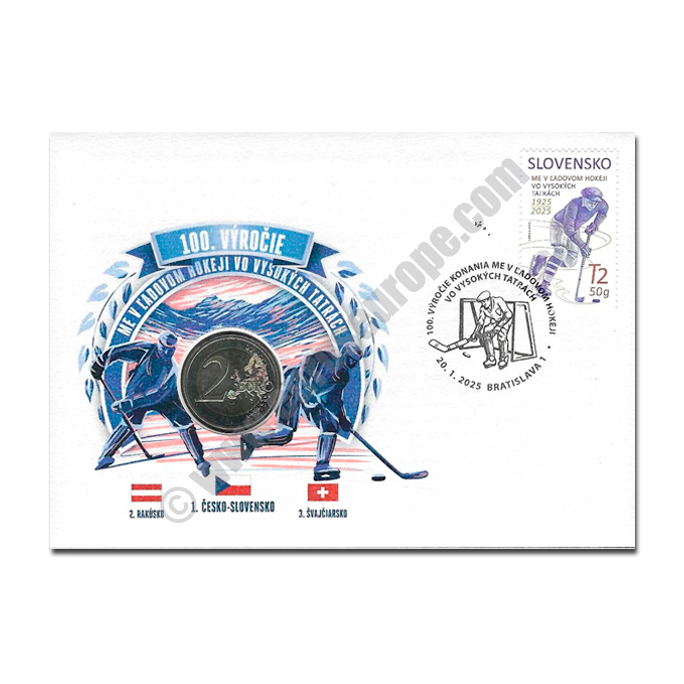 Slovakia 2025 Envelope 100th anniversary of the first international sports tournament in the territory of the Slovak Republic – the Ice Hockey European Championship