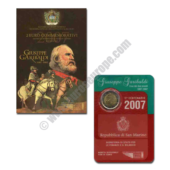San Marino 2007 2 euros Bicentenary of Giuseppe Garibaldi's birth