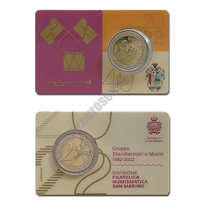 San Marino 2022 Coin card 40th anniversary of the Group of Flag-wavers and Musicians