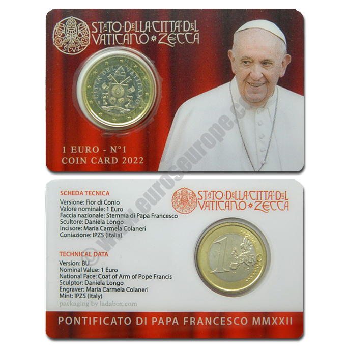 Vatican 2022 Coin card 1 Euro N. 1