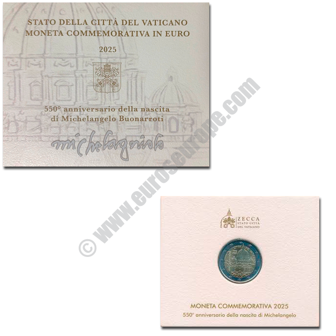 Vatican 2025 2 euros The 550th anniversary of the birth of Michelangelo