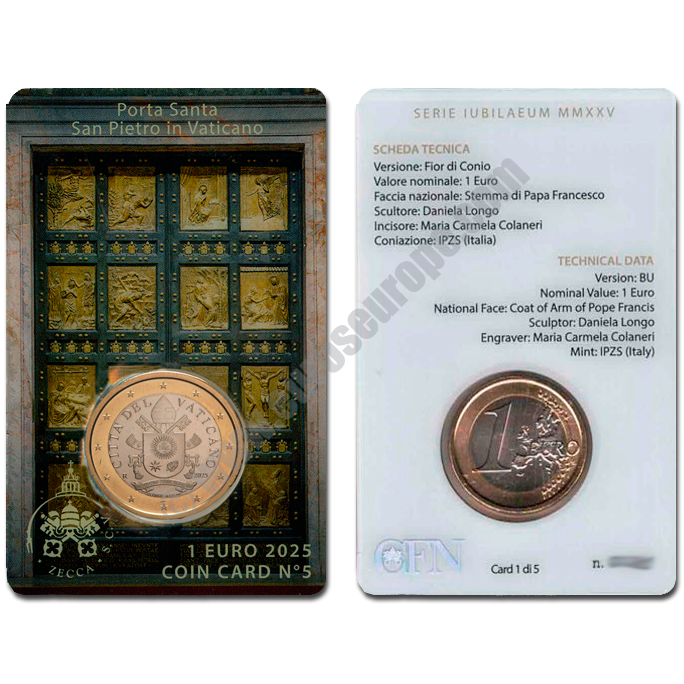 Vatican 2025 Coin card 1 Euro N. 5