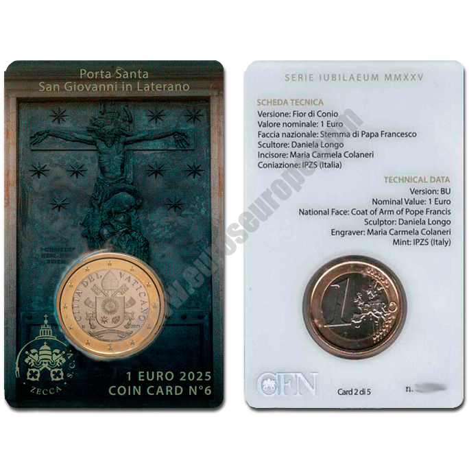 Vatican 2025 Coin card 1 Euro N. 6