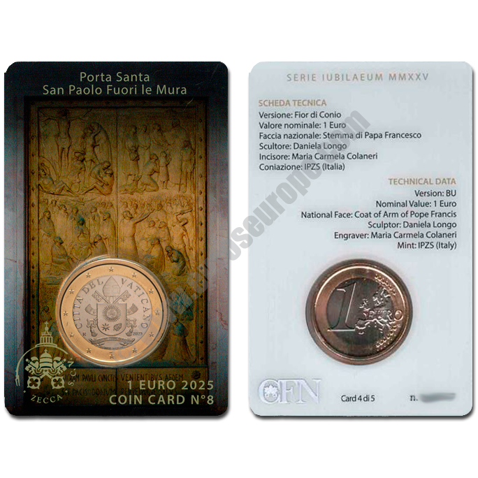 Vatican 2025 Coin card 1 Euro N. 8
